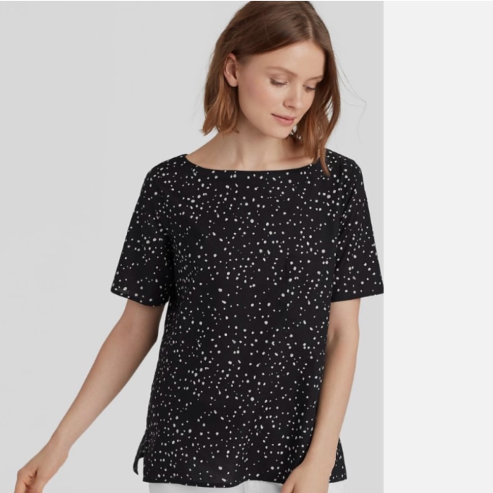 Eileen Fisher black and white blouse